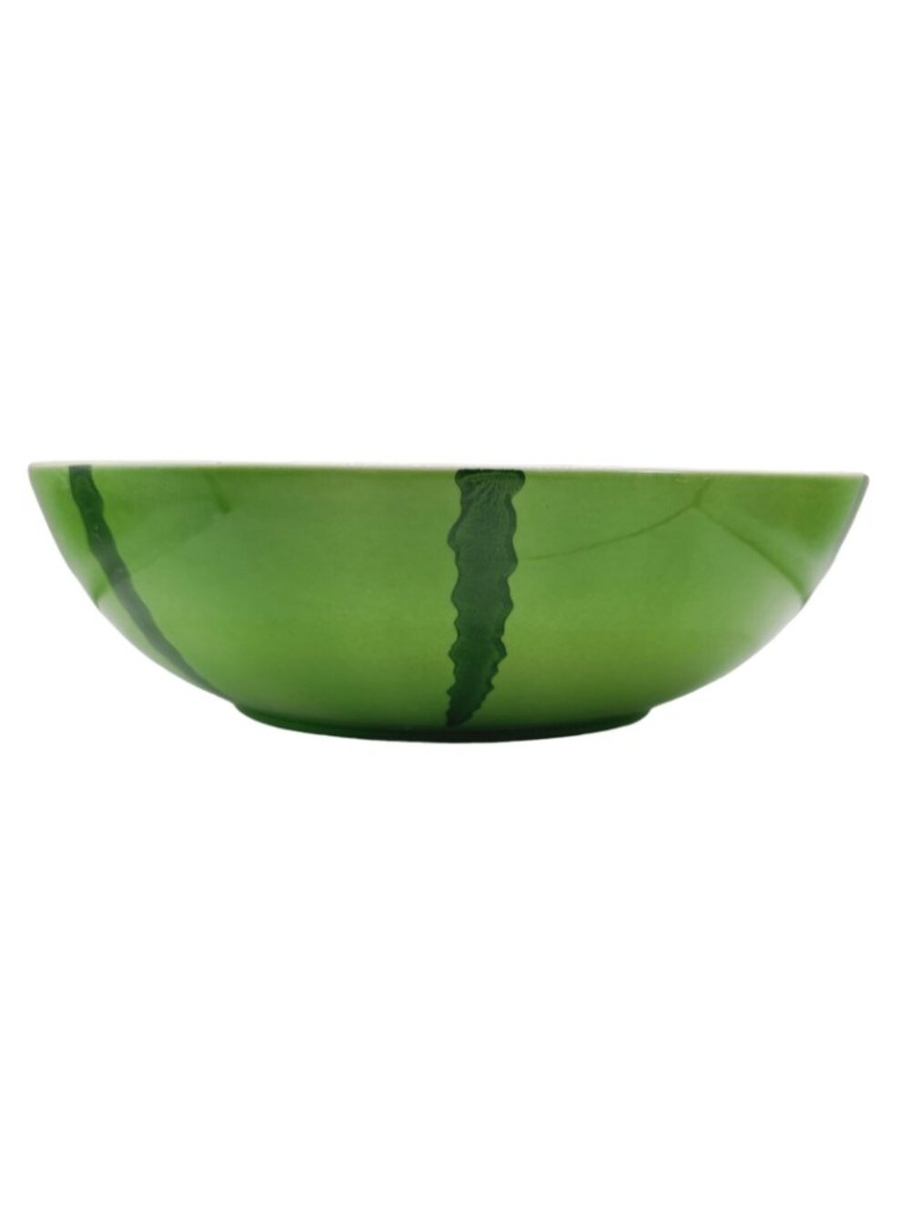 Vtg Watermelon-Inspired Ceramic Bowl Pink Green 11" Fruit-Themed Kitchenware - Picture 3 of 12